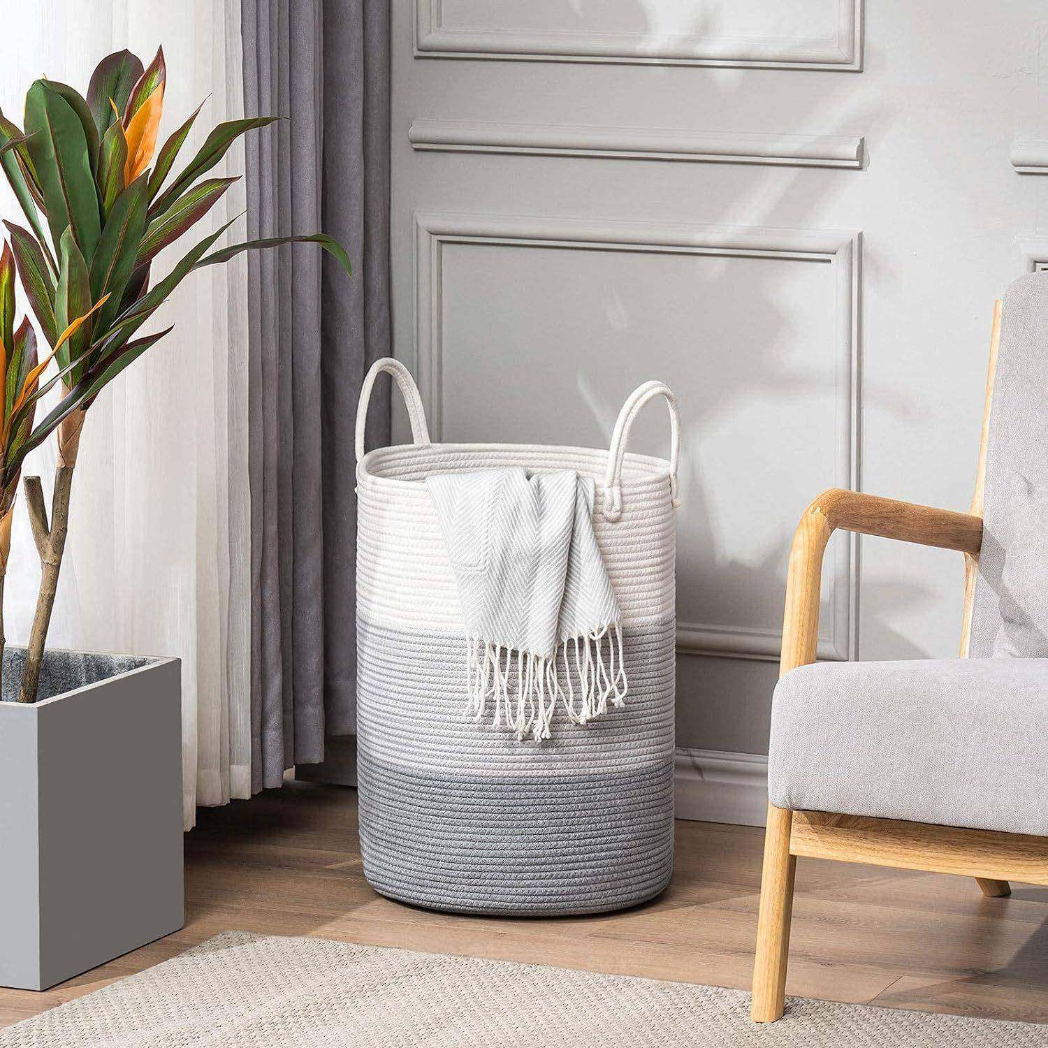 编织英ZYL篮绳毛索储物篮大号棉质收纳篮寸婴儿毯篮儿童具洗衣玩