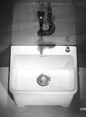 洗拖把高脚阳卫台生拖布池47477家用陶间瓷地盆四脚墩池布池水槽