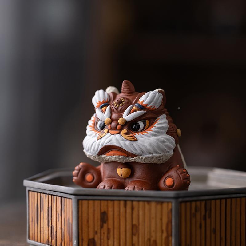 宜兴茶矿紫砂醒狮子宠摆件精原品国风招财狮创意子可养WUE手工小