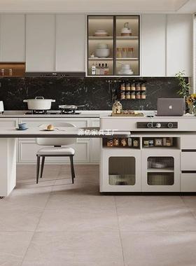 新款岛简约台餐桌一转TCK体岩板小用户型伸缩多功能中岛旋家吧台