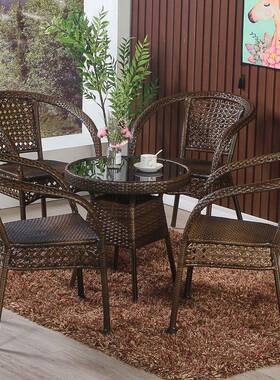 办公藤师椅老人休闲高靠背阳藤编椅RJR子单人椅腾椅家太用户外台