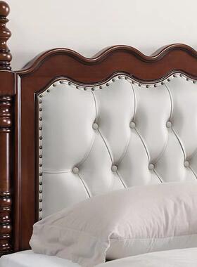 美式轻奢实床现代简m欧床软包木靠背人双床收纳储物大床1.801婚床