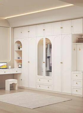 yhu轻奶油风法衣柜书桌一合体sff8dcwd组白色转角妆台奢大式衣橱
