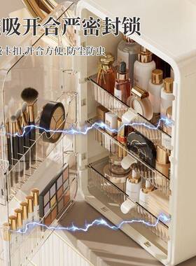 BZTQ6G新款大量化妆收纳盒家用面防尘化妆容柜红网一体桌梳妆台化