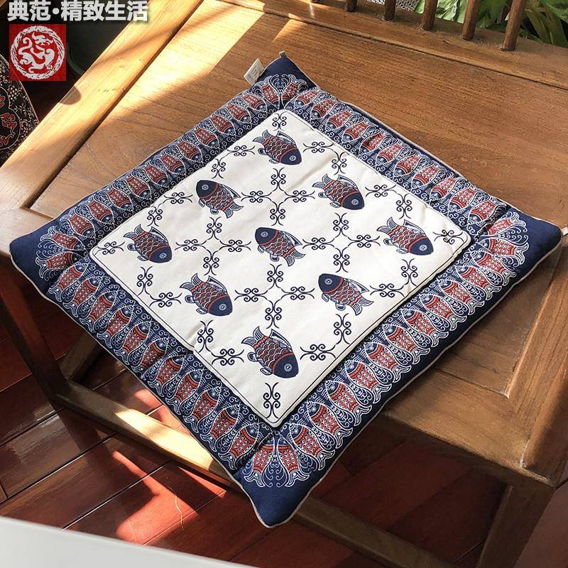 坐垫F768S979中式手工纯棉布餐米贵椅垫榻艺榻垫车座沙发垫富有鱼