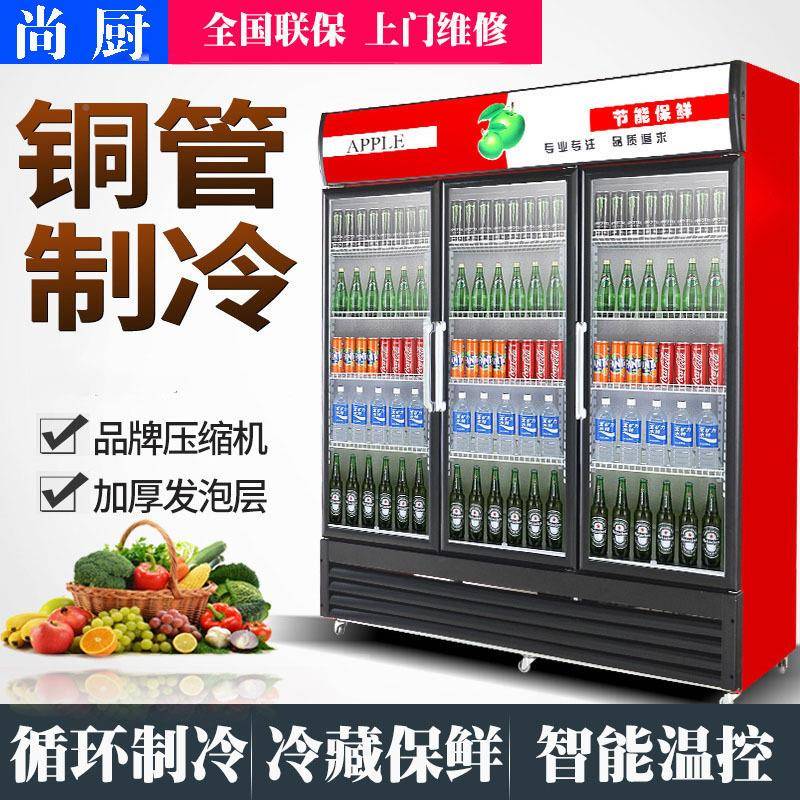商尚厨冷藏展柜示立式饮料柜保鲜用冰柜BLD单柜双门超市冰箱啤酒
