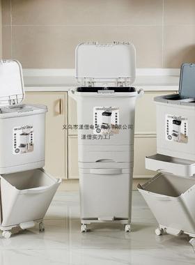 三层厨日式垃圾桶垃圾桶层立式垃PDD10076圾桶可移动日式垃圾桶脚