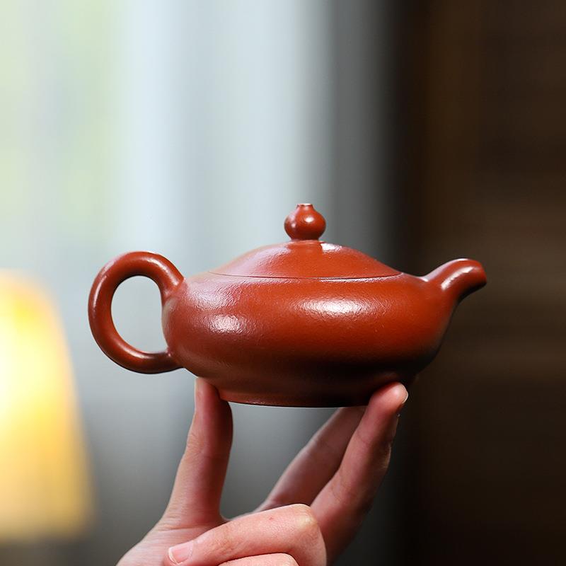 宜兴1紫砂壶纯手工碗玉卡盖茶壶用0目家粗砂皱朱泥皮红茶茶3水分