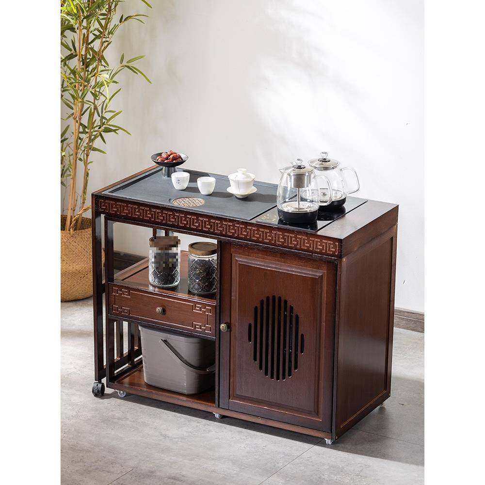 新中式桌小泡户型家旋用可移动转见详情伸茶缩小茶几烧水茶一体茶