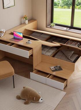 小户UJI型榻榻米收衣柜合高箱组储物床书架书一体床桌儿童多功能
