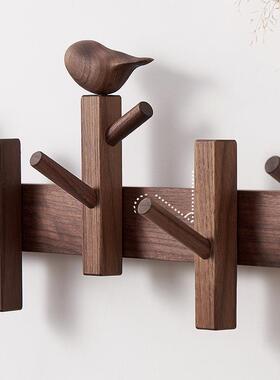 实衣服挂钩进门玄关钥匙挂衣衣架木墙上壁挂帽F97H5H55钩卧室客创