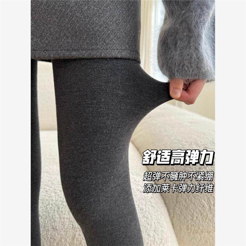 脚尖加固连裤袜秋冬日系保暖加绒加厚微压显瘦一T体裤平纹打底裤