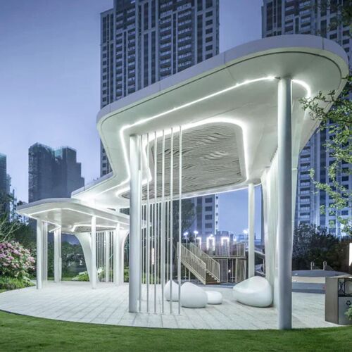大型不锈钢景观廊架 钢结s构金属长廊 新中式园林广场绿地雕塑加