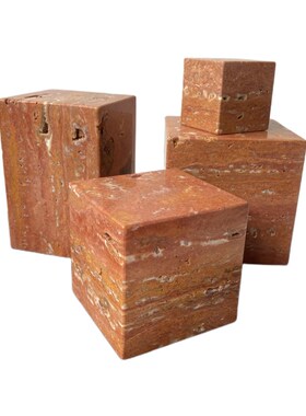 天然红洞石大理石l佗寂凤底座拍摄道具饰品展示台托盘桌面方块摆