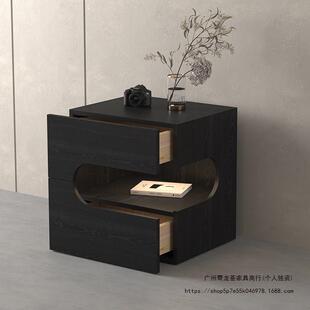 简QKI床头色柜式创意床边柜现极代黑家用简约人造板意卧室客厅