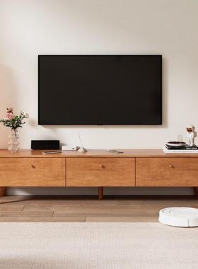 电视柜约现代实木落地客简其厅小户型轻奢极简茶几组EUY合两边柜