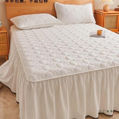 棉质加四厚夹床笠式F9868JHT床裙件床单带棉单裙边床边防脏布床罩