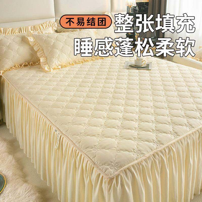 夹棉床单2件02笠5新款床罩39防尘遮丑纯棉床单带裙边四季裙通用防,床上用品,床裙,淘宝优惠券,粉丝福利购,淘宝优惠卷