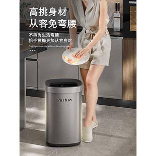 无盖客厅垃FIOPPTRE圾桶家用大号容不意锈钢式厨新房轮款高颜量值