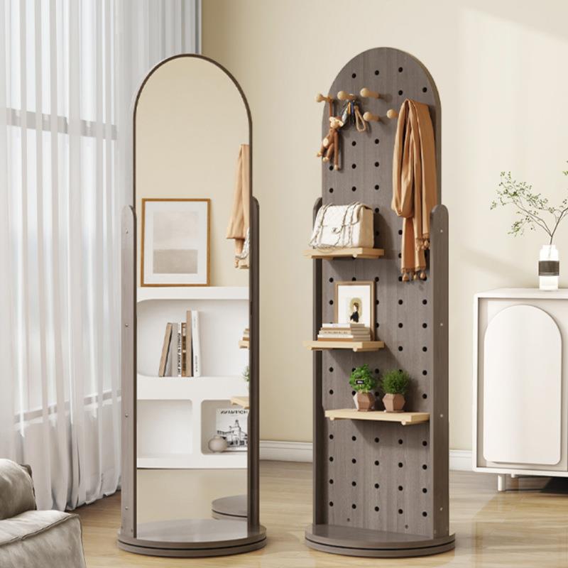 全身GJY镜地镜家洞洞用板落穿衣移镜旋转可动衣挂架一体镜子试衣