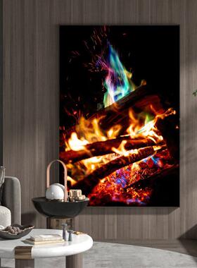火焰装饰画烧烤店烧腊鹅烧店餐厅挂画农火家客厅壁乐炉红QOQ红火