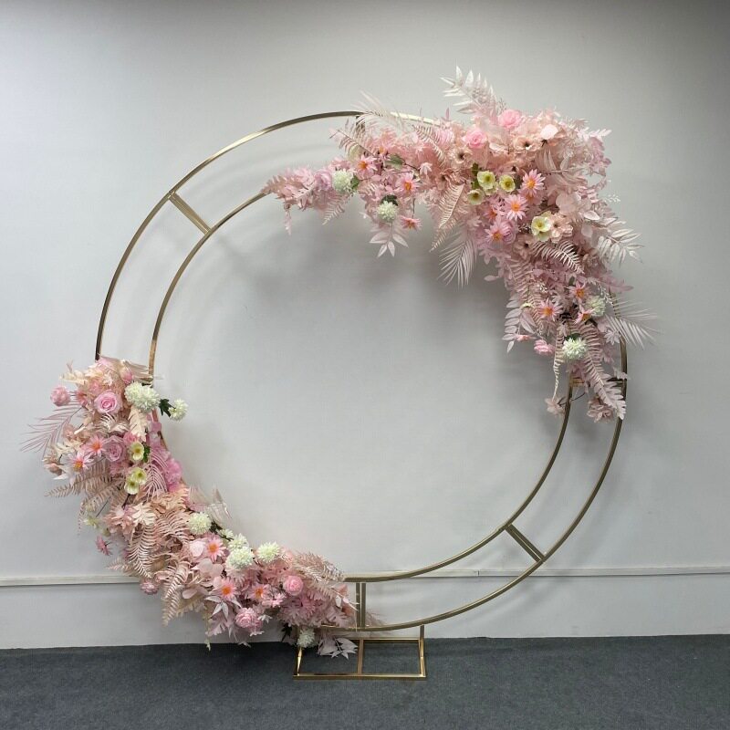 网红景区双圆架子道具花艺摆件求婚拱门婚礼背景舞台装饰订婚布置