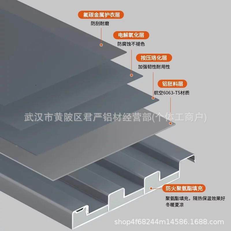 合金屋顶瓦雨棚型双层新隔热IGE铝瓦防晒屋顶盖板铝长城板光房楼