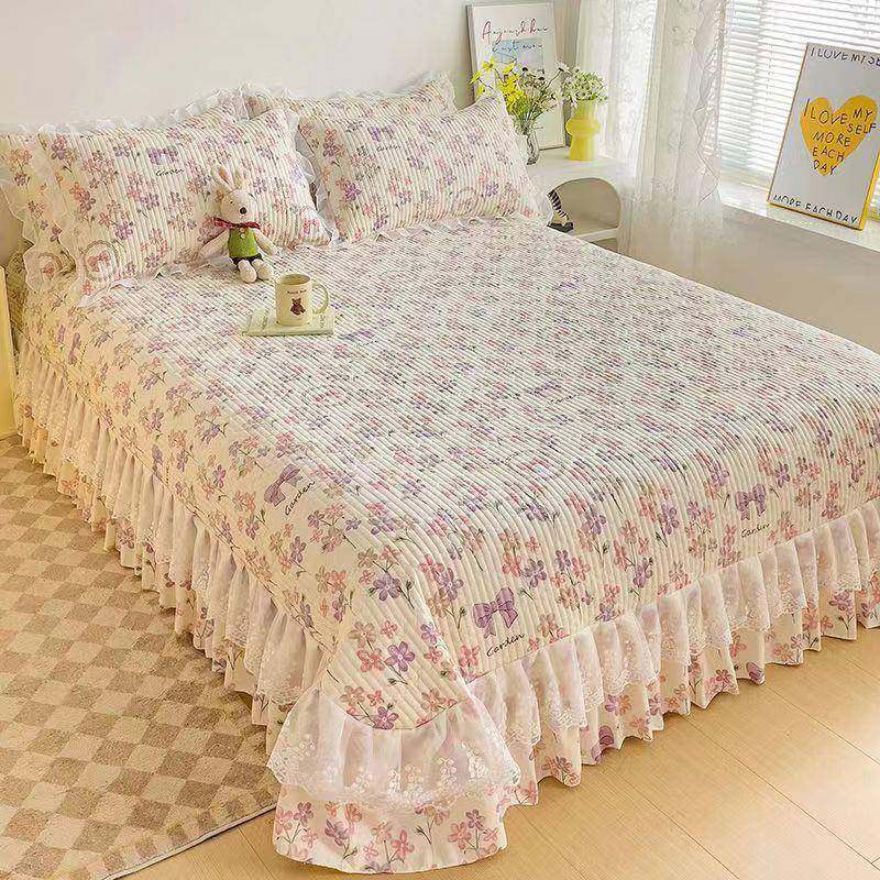 高档床盖夹棉加厚通床单床罩公主风床垫保护四罩花防滑3BCiyJAQ季,床上用品,床旗,淘宝优惠券,粉丝福利购,淘宝优惠卷