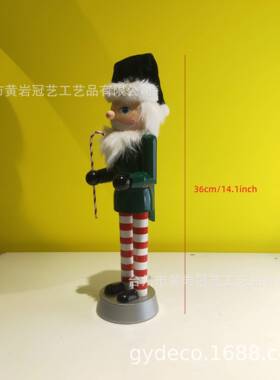 跨境36cm圣诞桃品DK50415胡夹子木质工品人胡桃艺士兵胡桃木偶桌