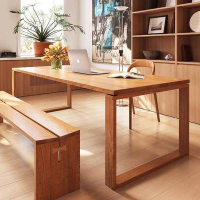 北美樱桃木办家用实木餐桌莫恩BALABA51书桌比胡黑桃木书房茶桌公