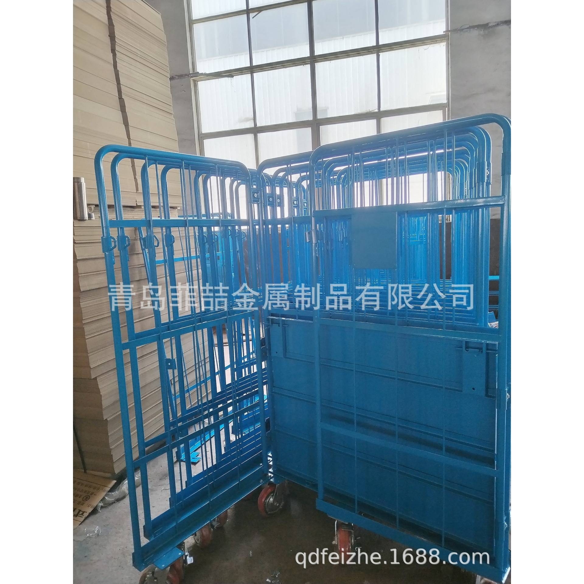 菲喆物流笼车折叠物流台车洗衣笼车布草推车储物笼车库房车物流车