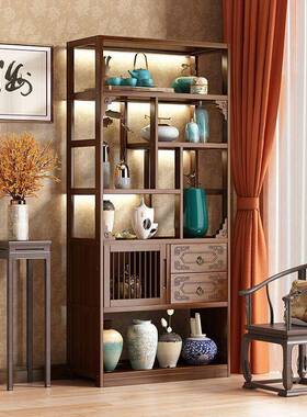 古架木中式多实宝阁展博示柜茶架架子61567置物茶室茶柜茶具摆件
