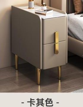 小型实迷你床现头柜代简边约轻奢岩木板小尺寸超窄收纳柜皮95906