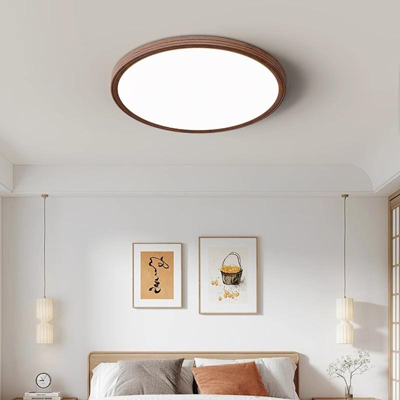 超卧室灯全光谱护眼薄无缝吸灯新中式复胡桃VIM木顶纹客古厅灯书
