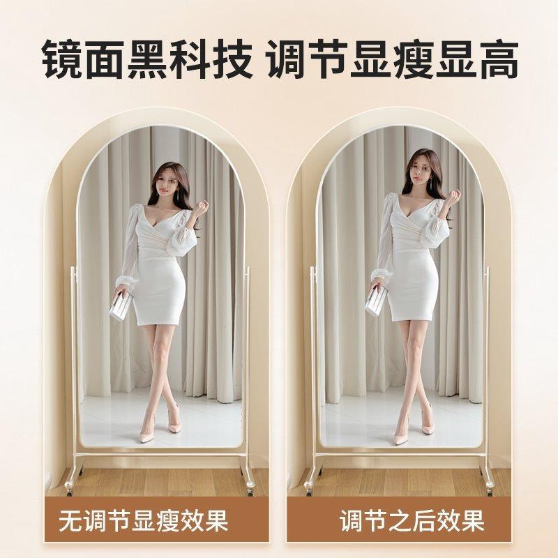 服装店镜子身BKHL12家用可移动落地全镜不瘦锈钢显网拍照大镜子舞