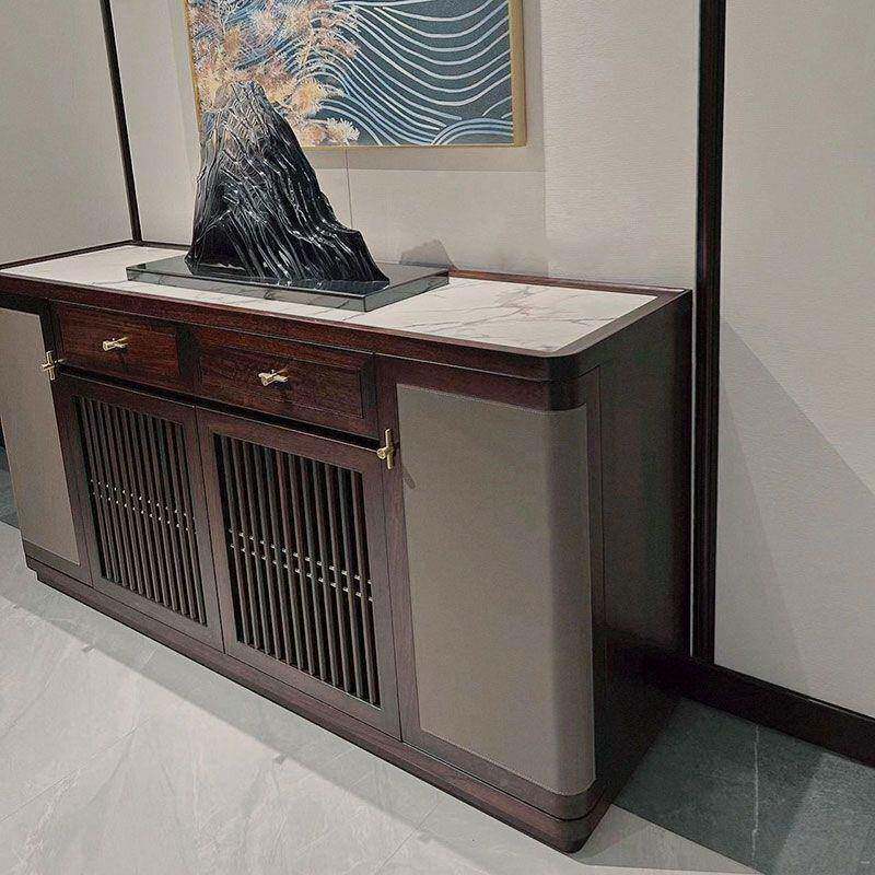 新中式边餐柜乌金木玄关柜斗柜实木装LZP储客物柜厅现代岩板饰收
