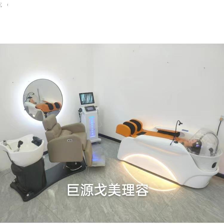 全自智能电动按摩动陶洗头美发店GM-356发廊床专用瓷盆冲水床按摩
