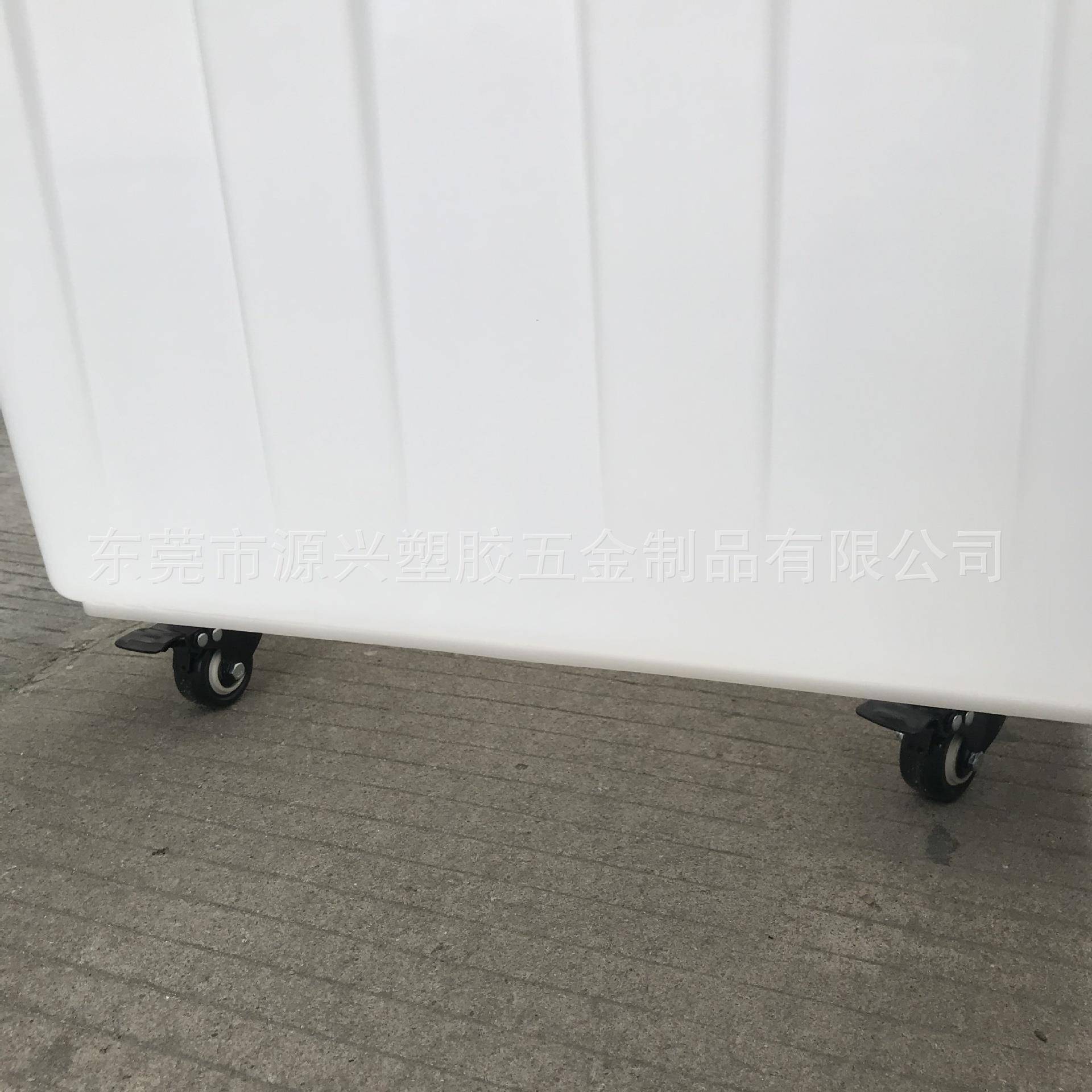 加厚白色带周转箱向带刹车LAC万轮塑料箱服车装间轮储物箱套叠胶
