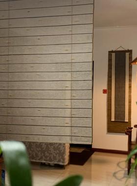 帘F6M75534风水可升降卷阳台客厅玄关饰屏风装软隔断门帘麻帘布艺