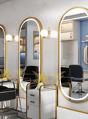 子带灯美发镜镜单网红潮台款发廊挂墙剪发化妆面镜OVZ理发店