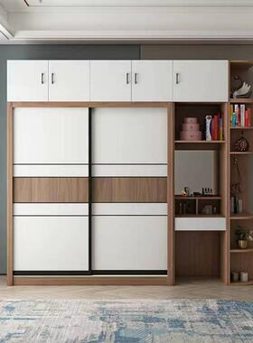 实木衣柜现代直简约整移门组装衣UBW橱板式推门梳妆台体卧室衣拉