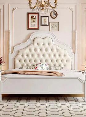 美式轻奢实木双人RYN床1.8现代简约主卧欧式1.色储物公5黑主婚米