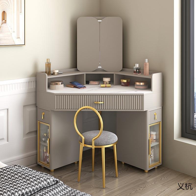 20现2三5轻长风奢转角梳妆台收纳一体卧室代简约化妆角桌大折叠镜
