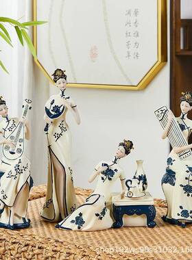 风新摆中式古风仕女件创意国客001厅玄关酒柜酒店桌中间餐高端装