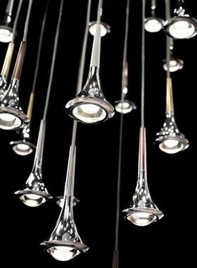 红用吊灯商简约轻流星雨小吊44997灯客厅楼梯灯餐厅吧台奢卧网室