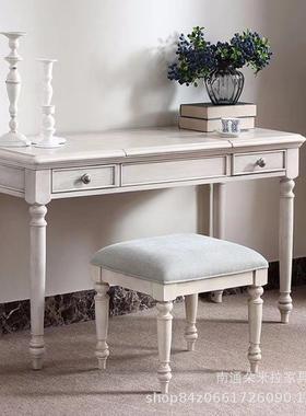 实木梳妆台梳美妆凳式卧MML室复白色妆翻盖化妆储古物台化桌