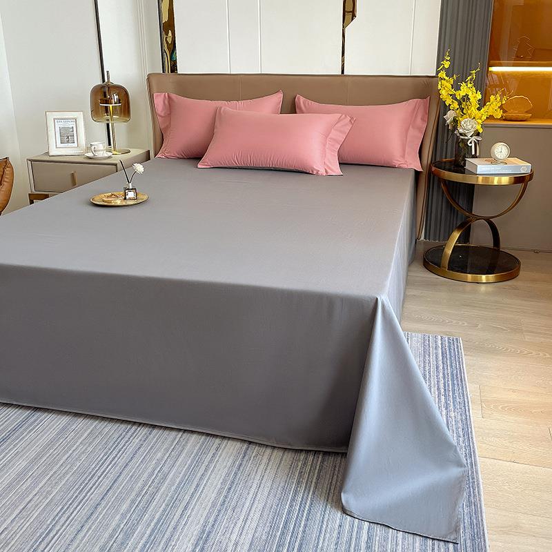 纯棉床单单件贡缎802绒棉简约纯色单人双人15.m1.8米全长棉轻奢被