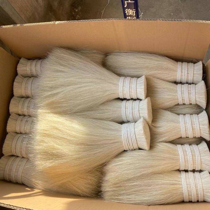 单齐马尾毛纯马毛毛原白花马鬃动物鬃尾混合色pp丝马尾毛刷96585