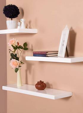 轻奢白色实一木字展隔板小清新墙上57770置架电视墙壁物挂式储物
