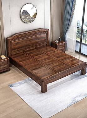 全榫卯乌金木实5床加厚新古典1米卧主1.8中式木双人大婚床xX0101